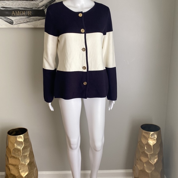 Charter Club Blue & Beige Cardigan Size M - Picture 5 of 5